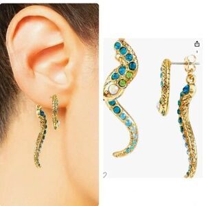Betsy Johnson Snake Rhinestone Drop Earrings NWT